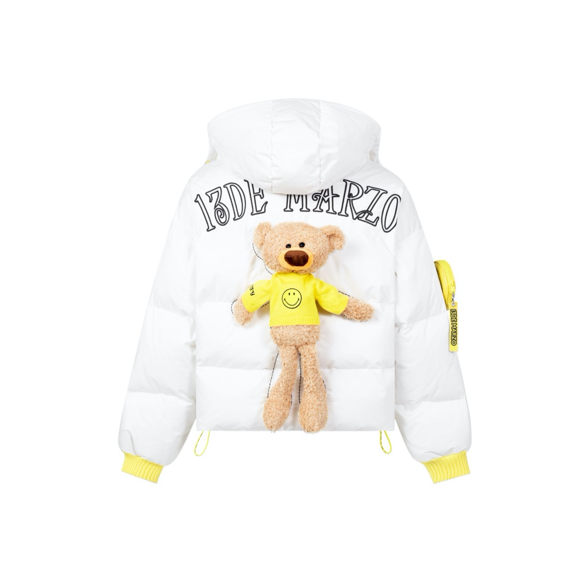 13De Marzo x Smiley Brooch Puff Sleeve Down Jacket White | MADA IN CHINA