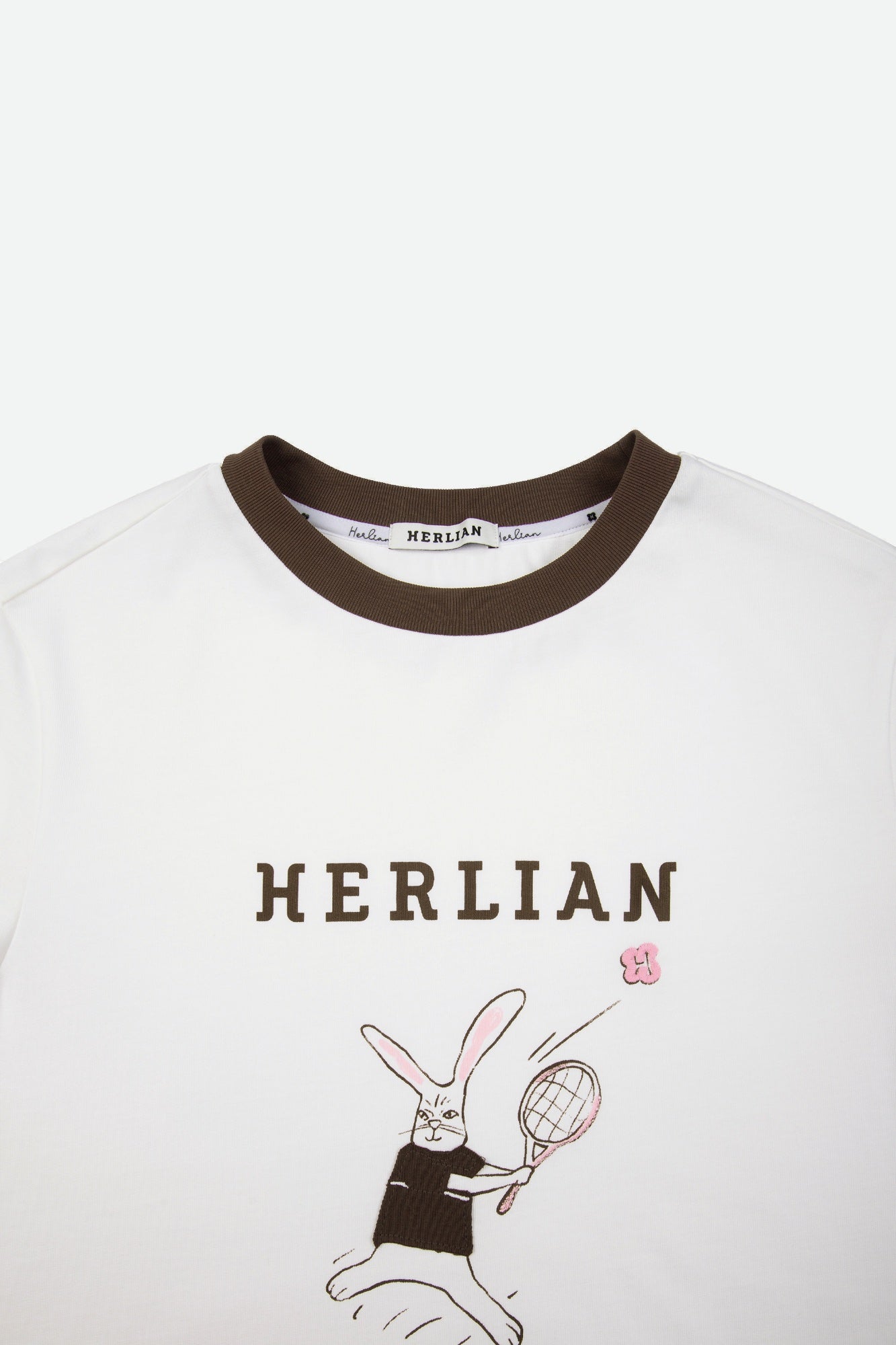 HERLIAN Brown And White Tennis Rabbit T-shirt | MADA IN CHINA