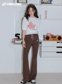SOMESOWE Brown Casual Slim Bootcut Pants | MADA IN CHINA