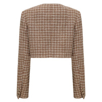 ARTE PURA Brown Check Double Breasted Short Jacket | MADA IN CHINA