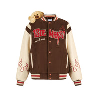 13DE MARZO Brown Flame Baseball Jacket Coat | MADA IN CHINA