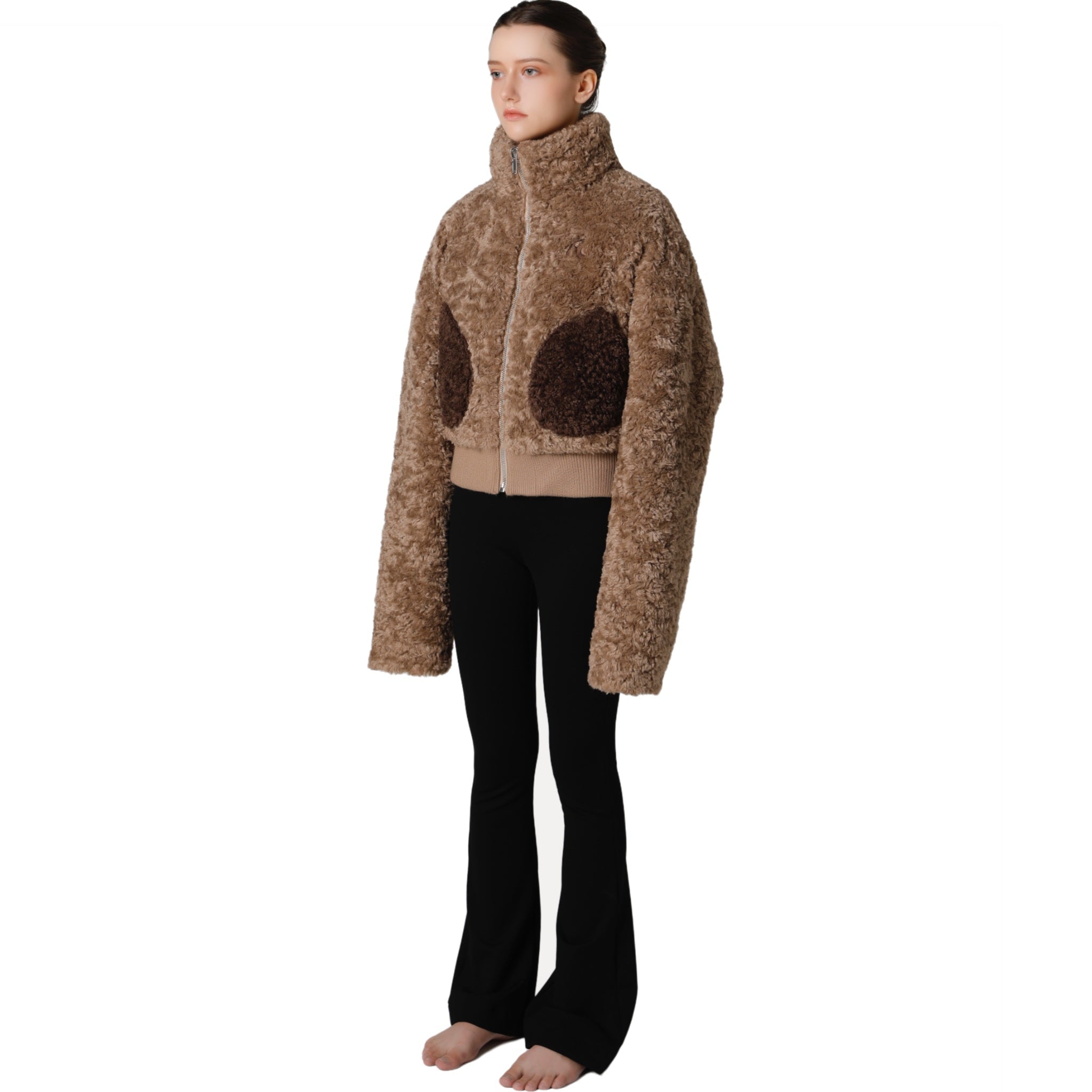 AIN'T SHY Brown Fluffy Short Jacket | MADA IN CHINA