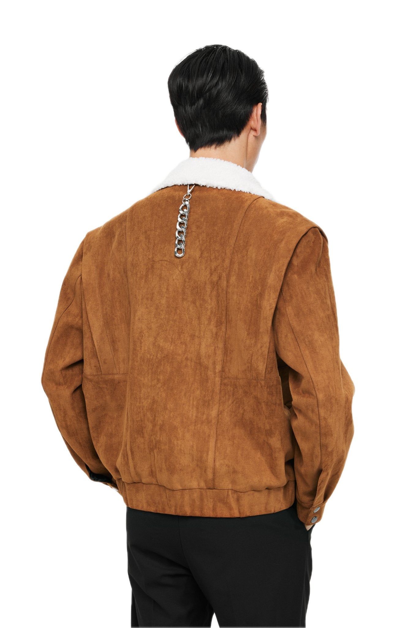 UNAWARES Brown Lambswool Lapel Buckle Suede Jacket | MADA IN CHINA