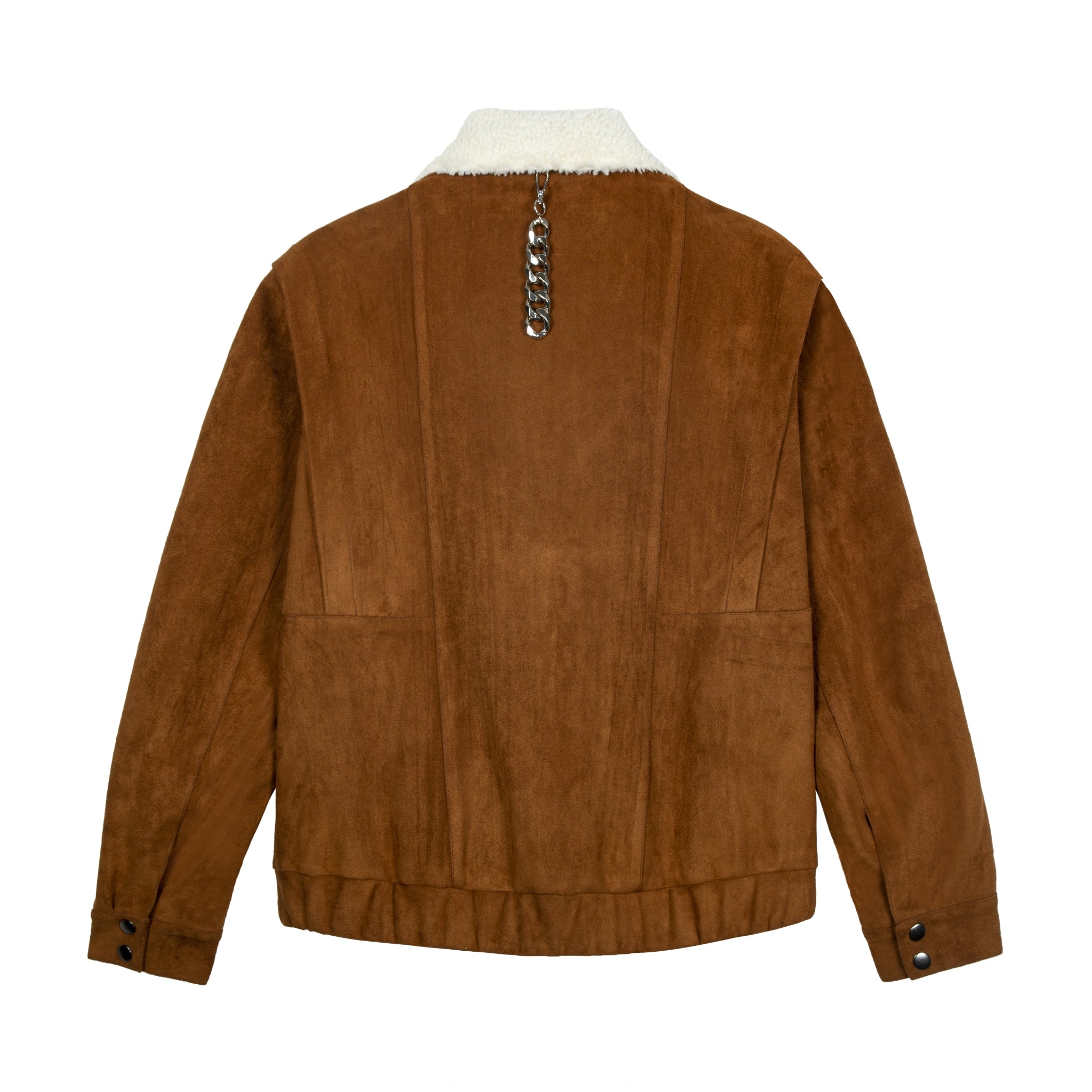 UNAWARES Brown Lambswool Lapel Buckle Suede Jacket | MADA IN CHINA