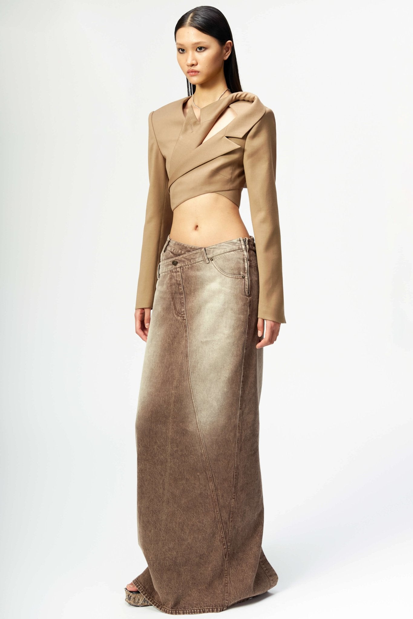 MARRKNULL Brown Long Skirt | MADA IN CHINA