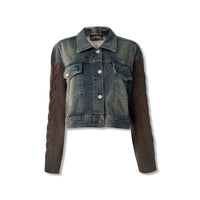 NOT FOR US Brown Patchwork Denim Jacket | MADA IN CHINA