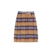 MEDIUM WELL Brown Plaid Tartan Plaid Half Skirt | MADA IN CHINA