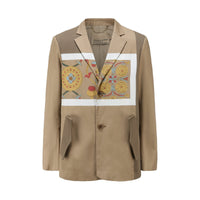 GARCON BY GARCON Brown Print Candlestick Golden Coin Patched Blazer Jacket | MADA IN CHINA