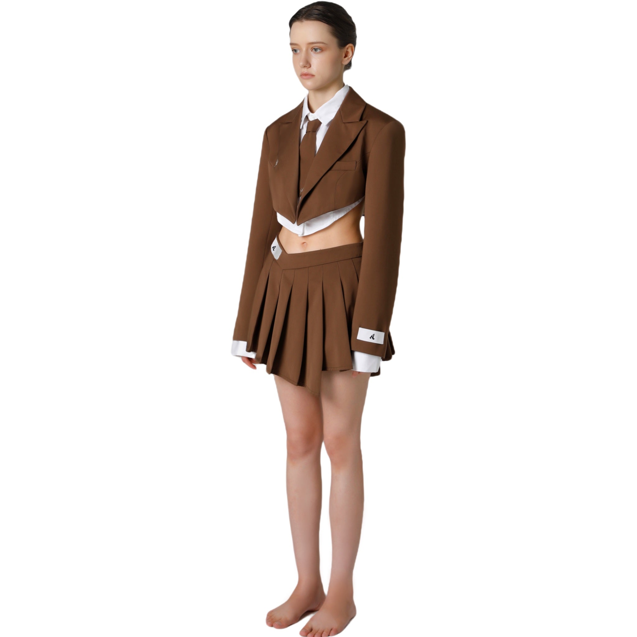 AIN'T SHY Brown Short Uniform Set | MADA IN CHINA