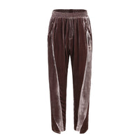 GALLIANO LANDOR Brown Silk Velvet Trousers | MADA IN CHINA
