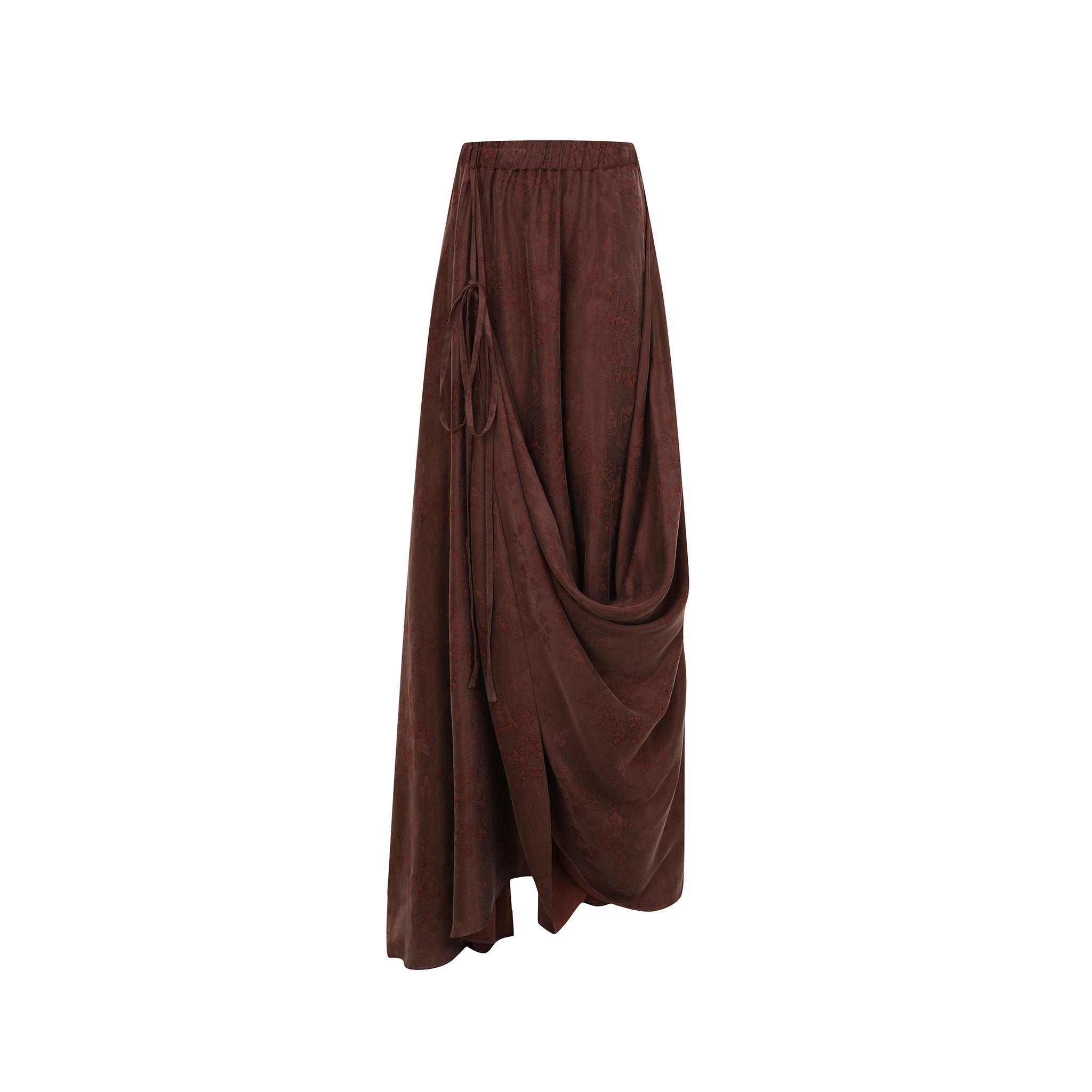 ELYWOOD Brown Strapping Mid-Length Skirt | MADA IN CHINA