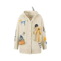 13DE MARZO Bugs Bunny Khaki Knit Cardigan | MADA IN CHINA