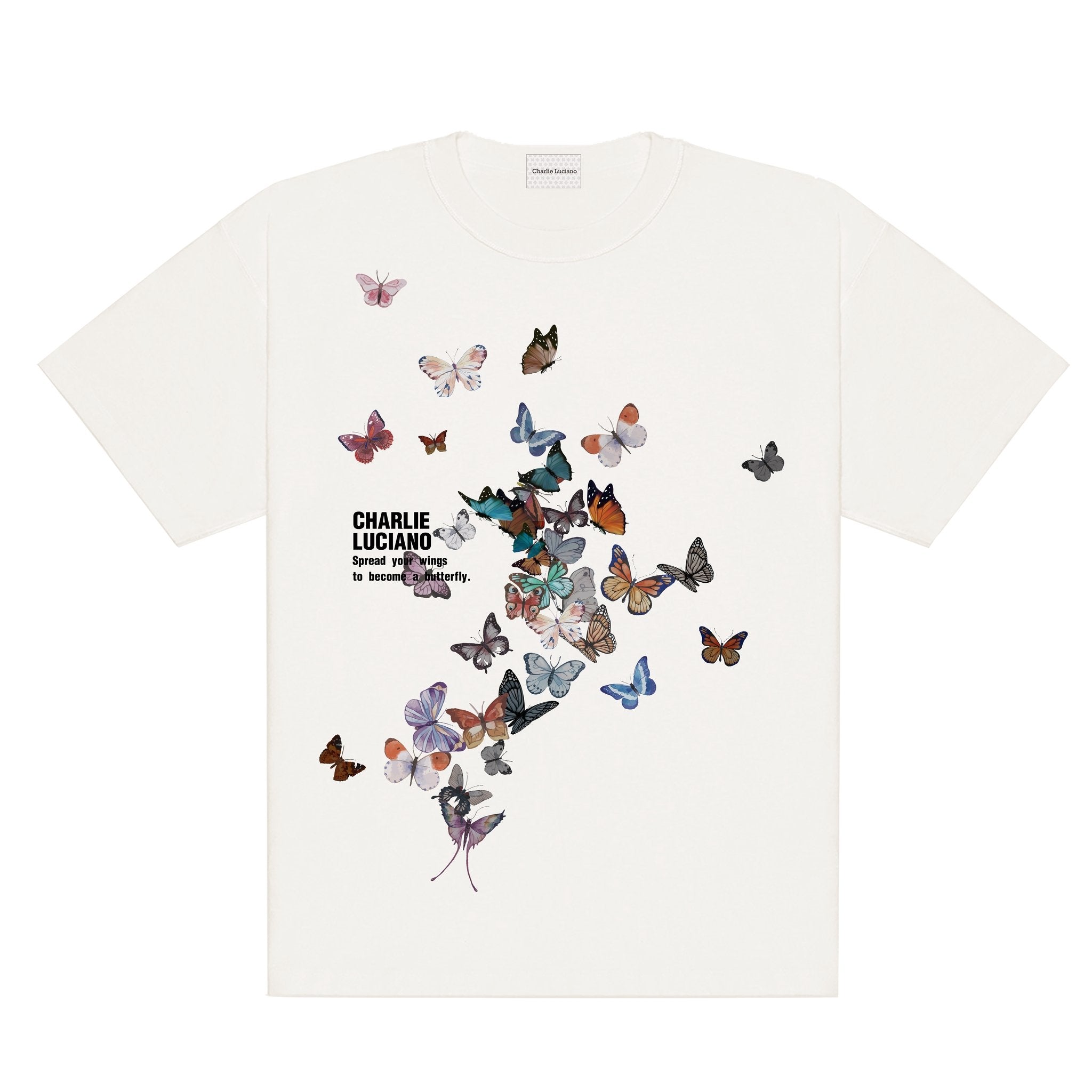 CHARLIE LUCIANO Butterfly Crowd T-Shirt | MADA IN CHINA