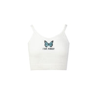 13 DE MARZO Butterfly Embroidered Mohair Twinset White | MADA IN CHINA
