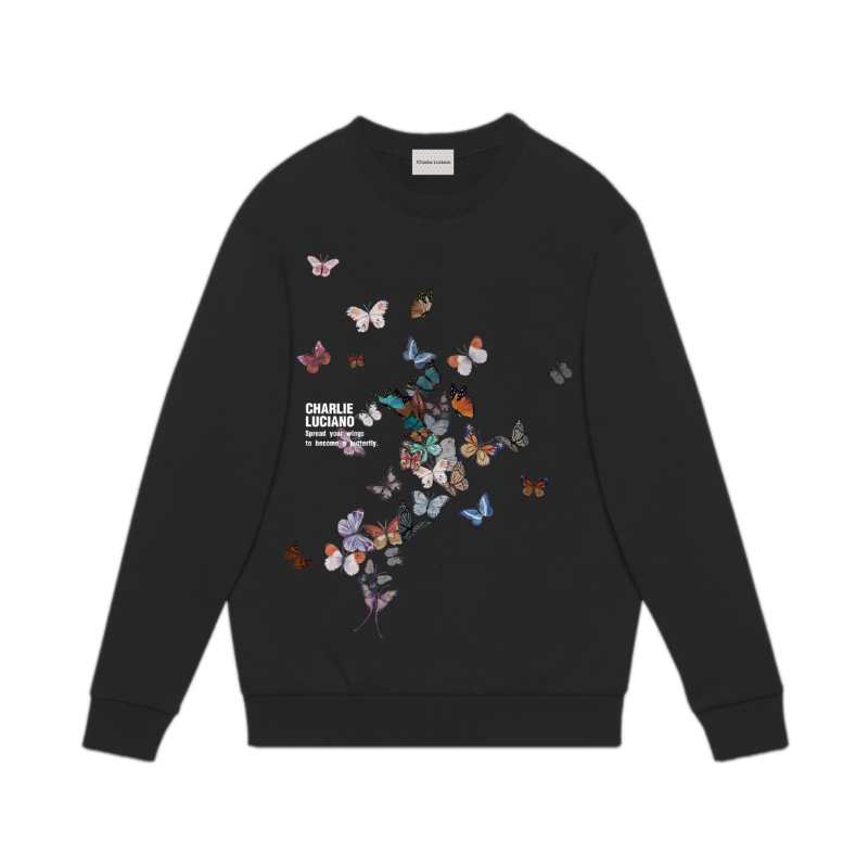 CHARLIE LUCIANO Butterfly Print Sweater Black | MADA IN CHINA