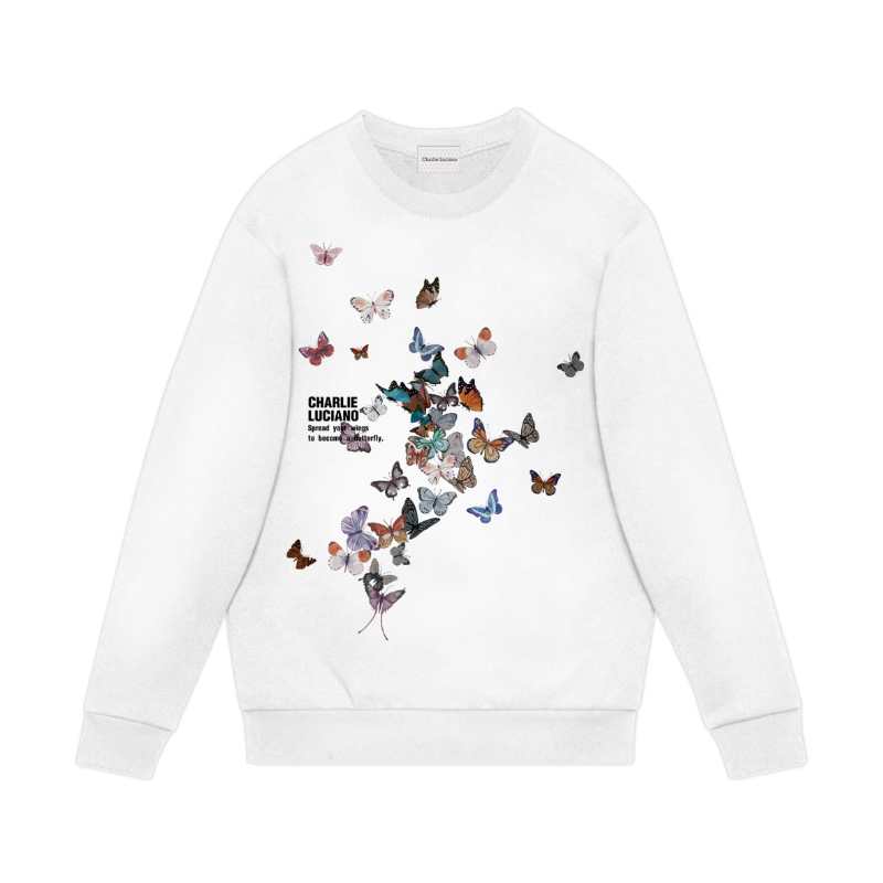 CHARLIE LUCIANO Butterfly Print Sweater White | MADA IN CHINA