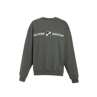 WE11DONE Charcoal We11Done Patched Mirror Logo Sweatshirt | MADA IN CHINA