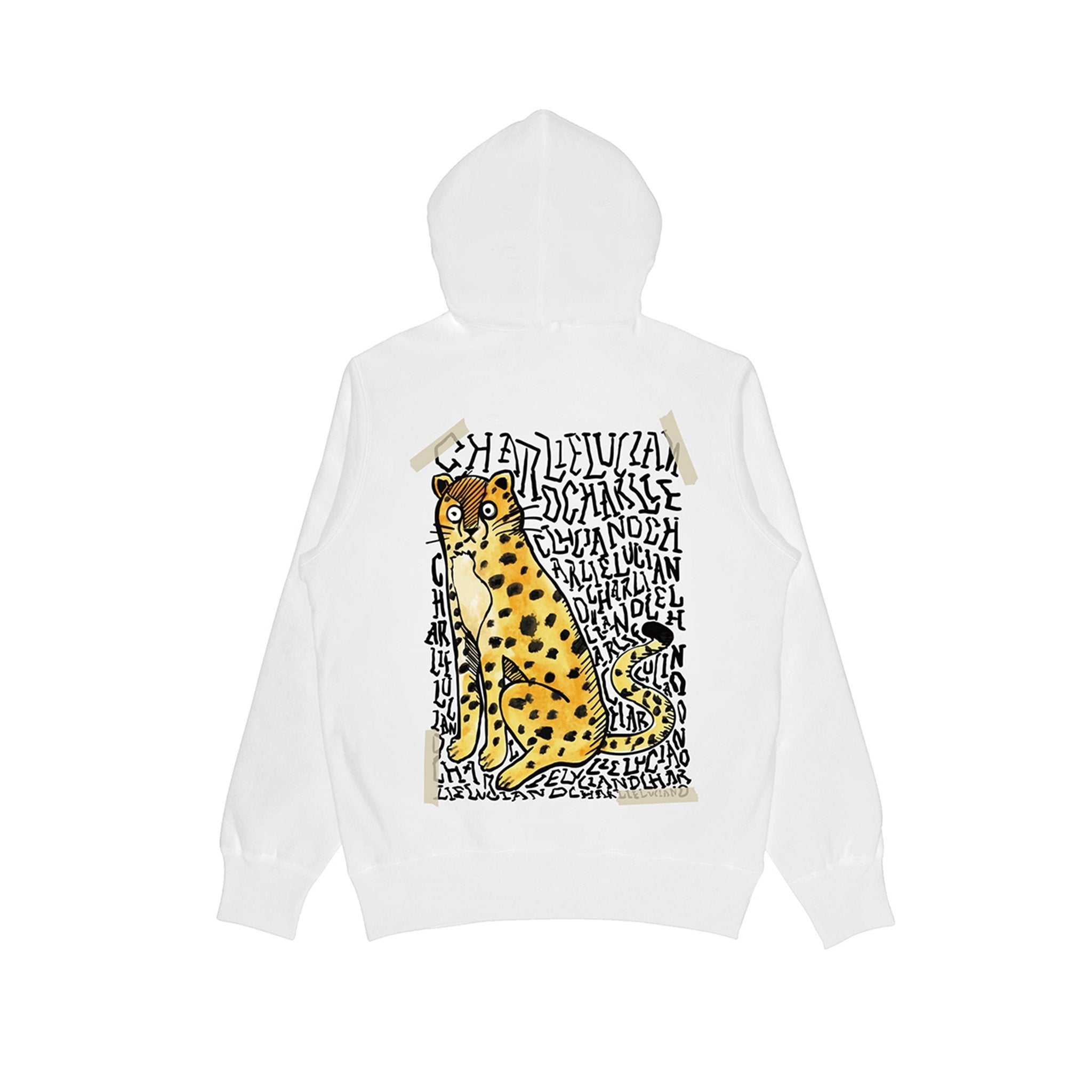CHARLIE LUCIANO Charlie Luciano Tape Leopard Logo Hoodie White | MADA IN CHINA