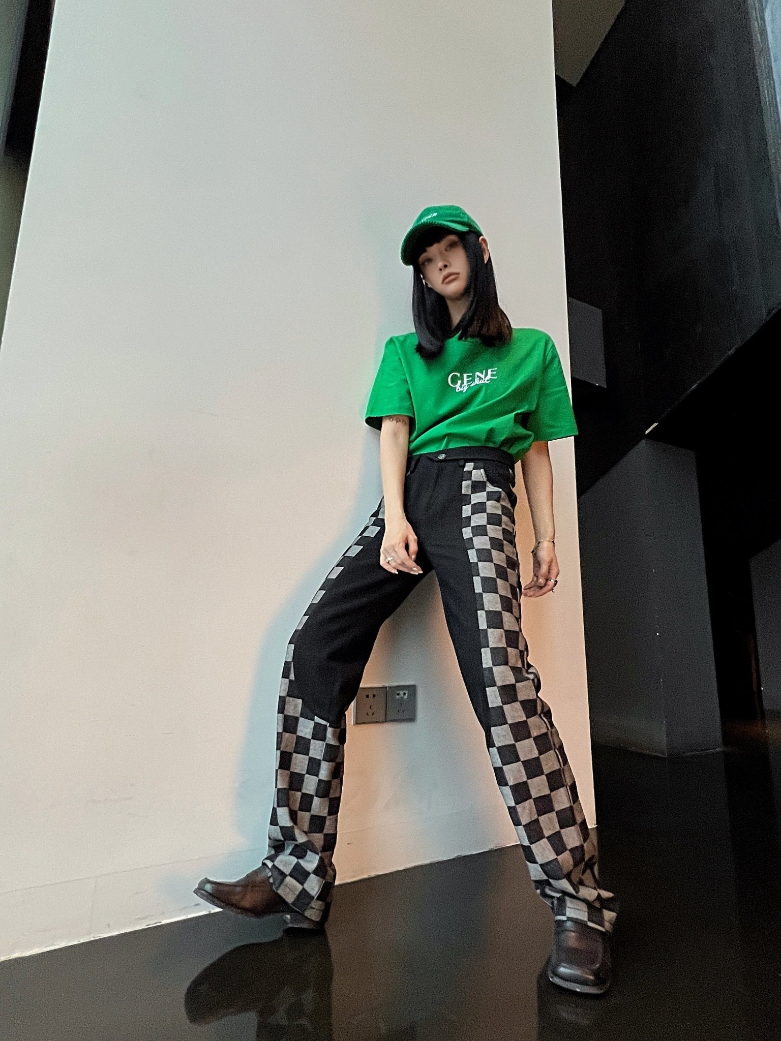 Andrea Martin Checkerboard Jeans | MADA IN CHINA