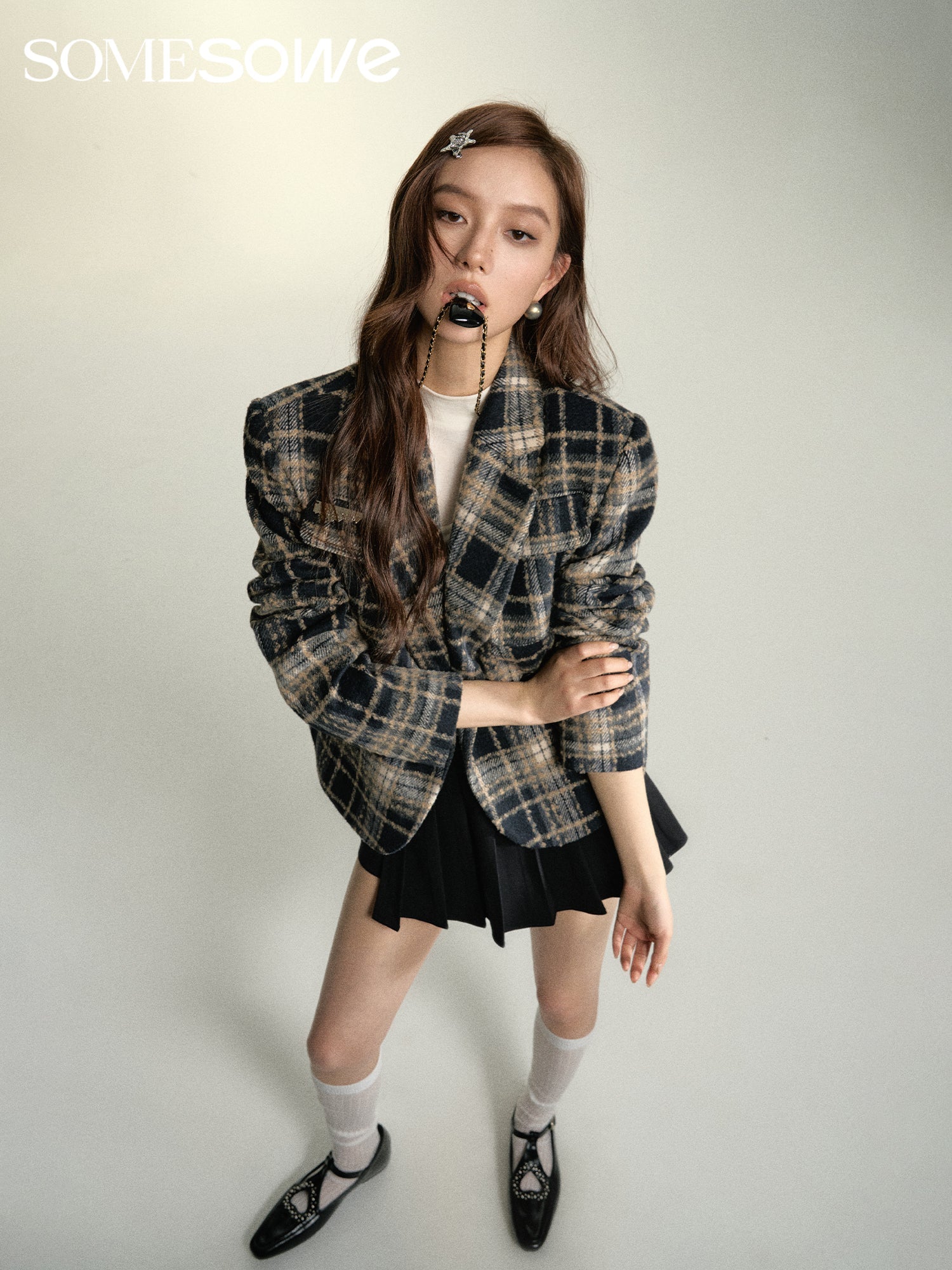 SOMESOWE Checkered Waist-cinching Jacket Coat | MADA IN CHINA