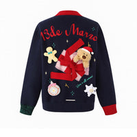 13 DE MARZO Christmas Gift Webbing Knit Cardigan Blue Depths | MADA IN CHINA