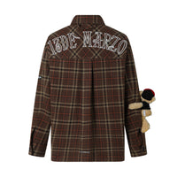 13 DE MARZO Clipping Logo Plaid Woolen Shirt Chipmunk | MADA IN CHINA