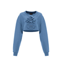 Laurence & Chico Cloud Flower Cropped Sweatshirt Blue | MADA IN CHINA