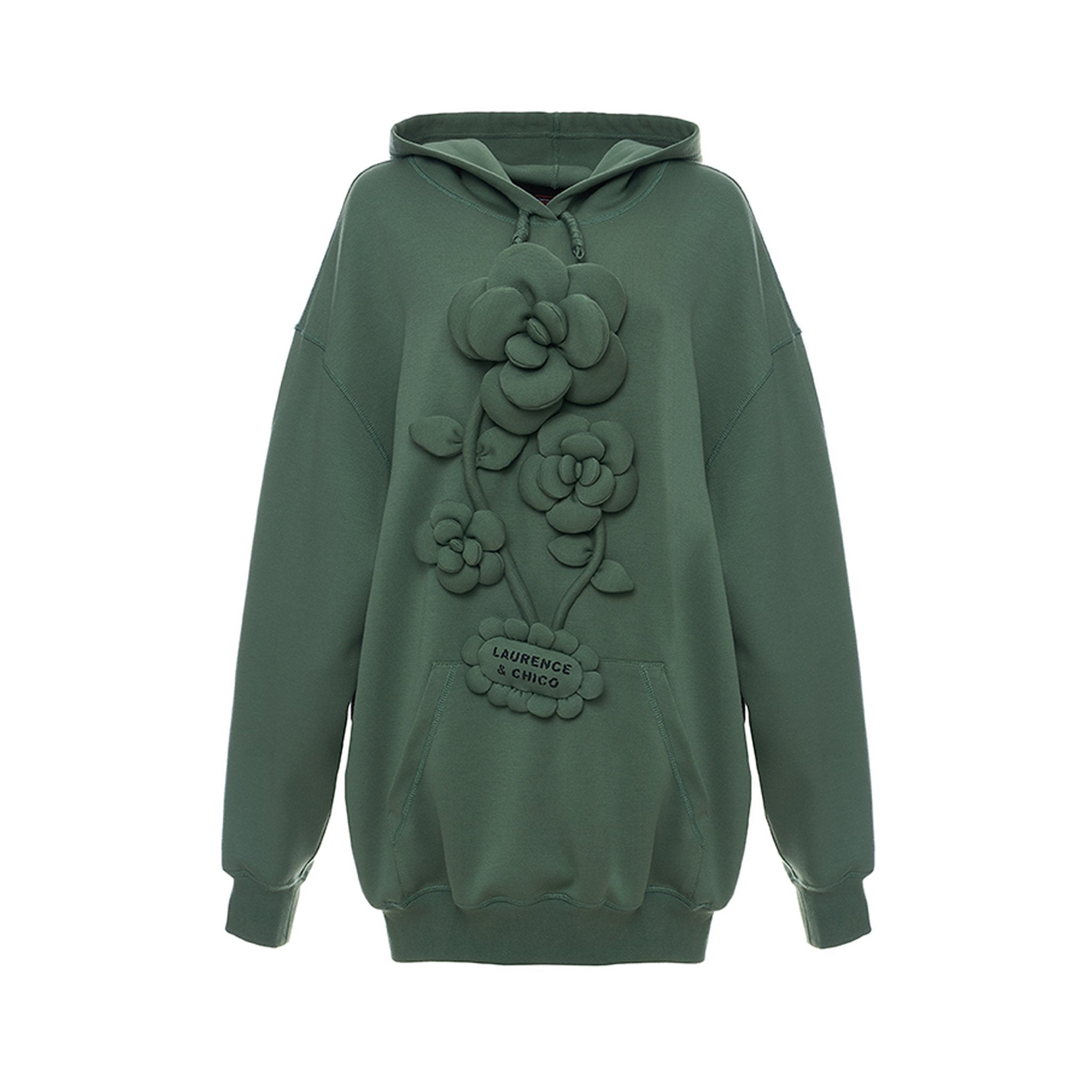 Laurence & Chico Cloud Flower Oversized Hoodie Green | MADA IN CHINA