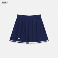 SMFK Compass Academy Navy Cashmere Pleated Skirt | MADA IN CHINA
