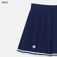 SMFK Compass Academy Navy Cashmere Pleated Skirt | MADA IN CHINA