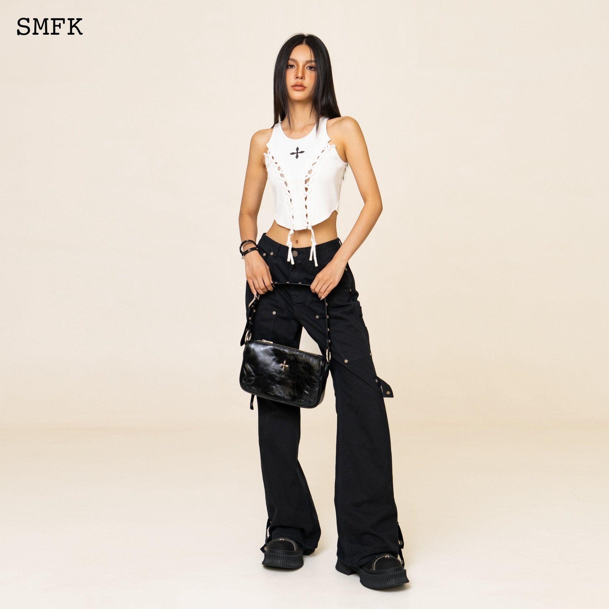 SMFK Compass Baseball Deconstruct Vest Top In White | MADA IN CHINA