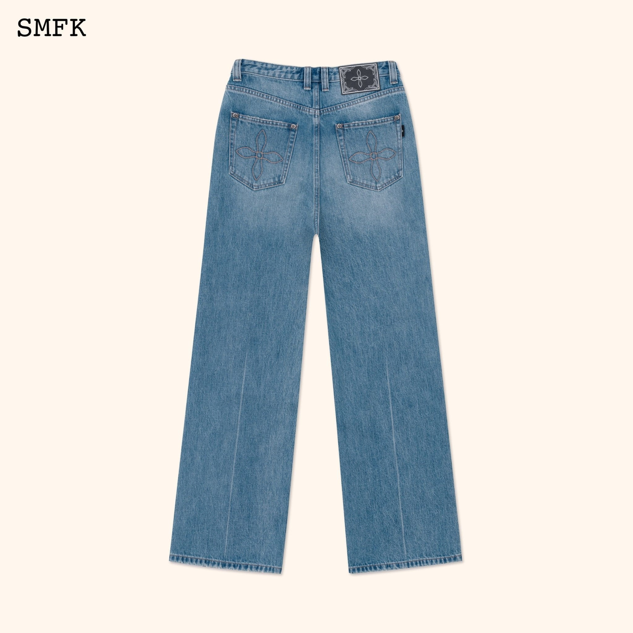 SMFK Compass Classic Cross Flared Jeans In Blue | MADA IN CHINA