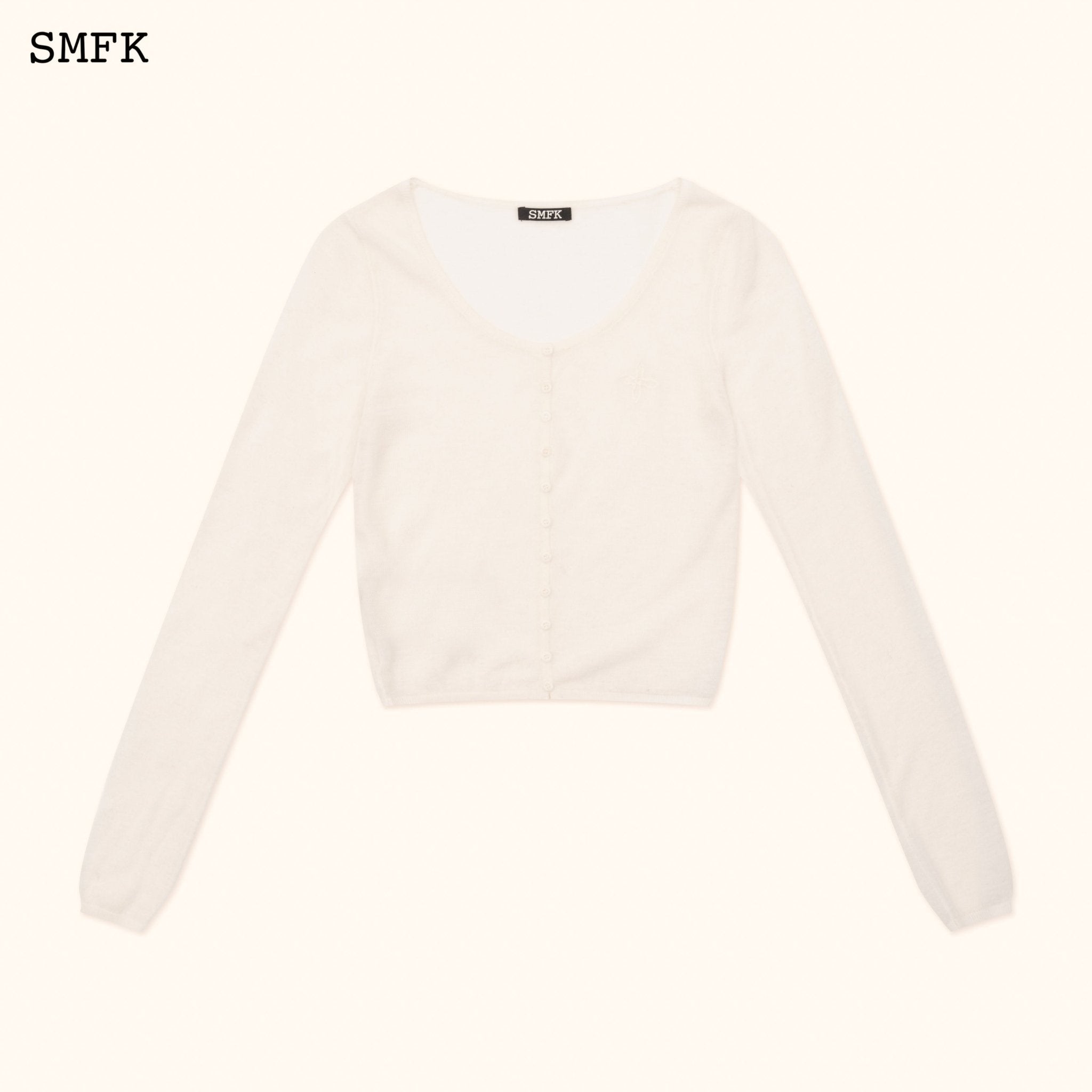 SMFK Compass Classic Woolen Knitted Cardigan In White | MADA IN CHINA