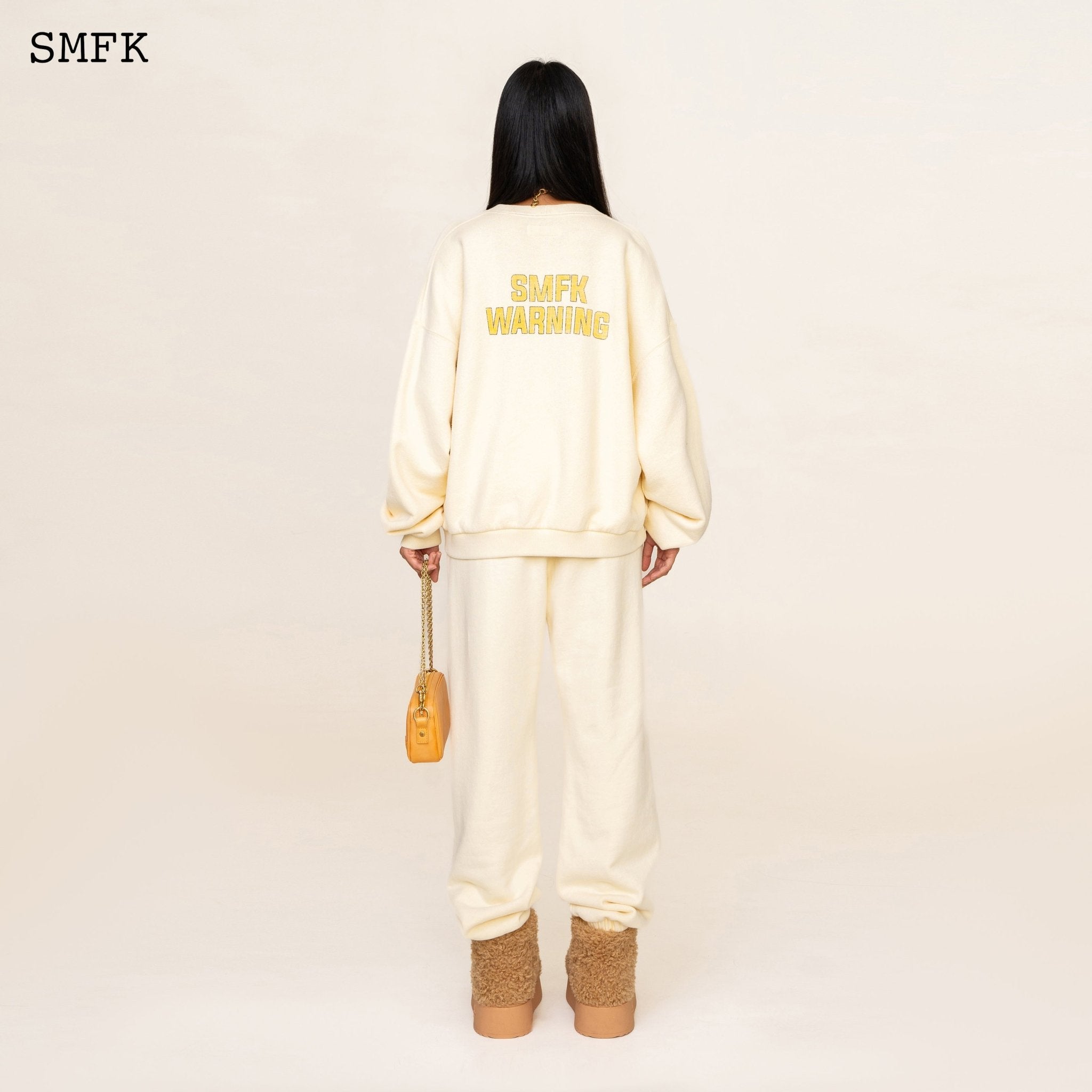 SMFK Compass College Vintage Oversize Hoodie In Cream | MADA IN CHINA