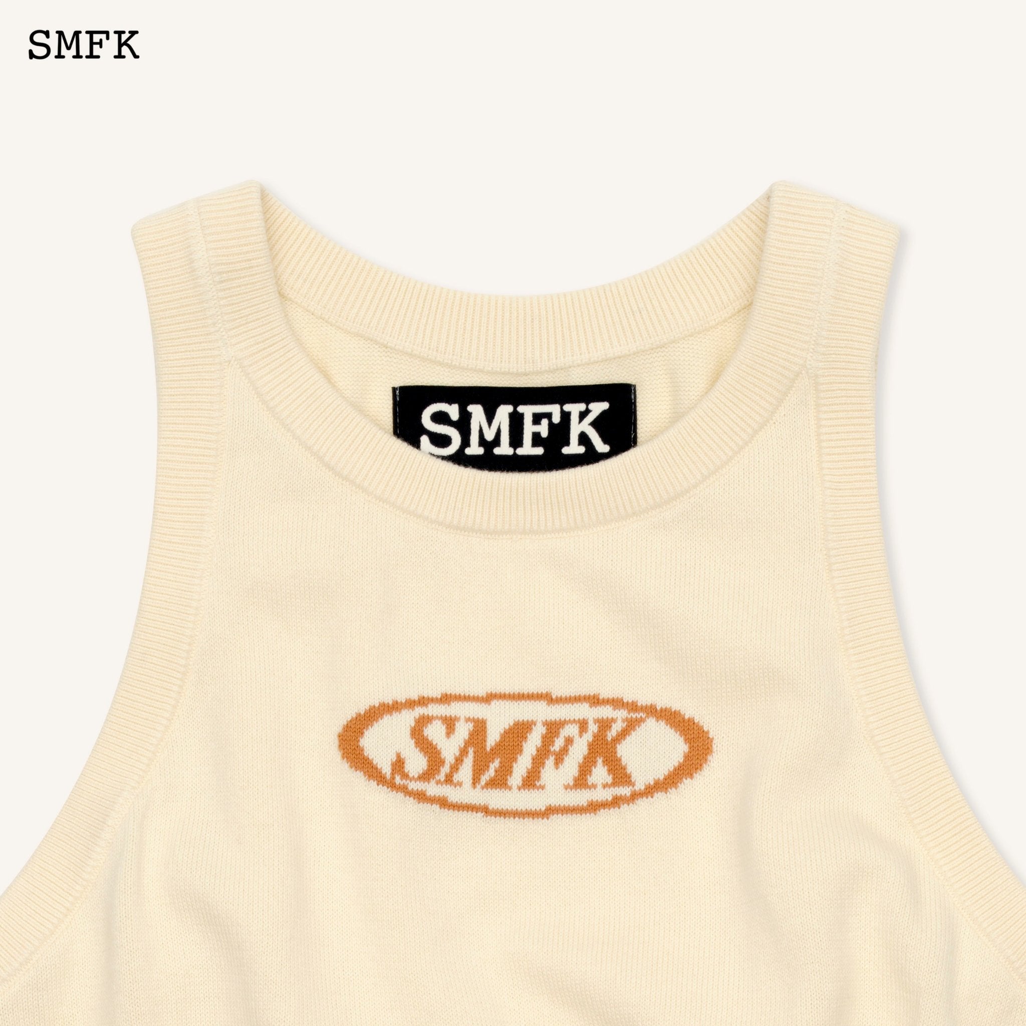 SMFK Compass Cream Vintage Vacation Knitted Vest | MADA IN CHINA