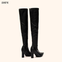 SMFK Compass Cross Black Leather over-the-knee Boots | MADA IN CHINA