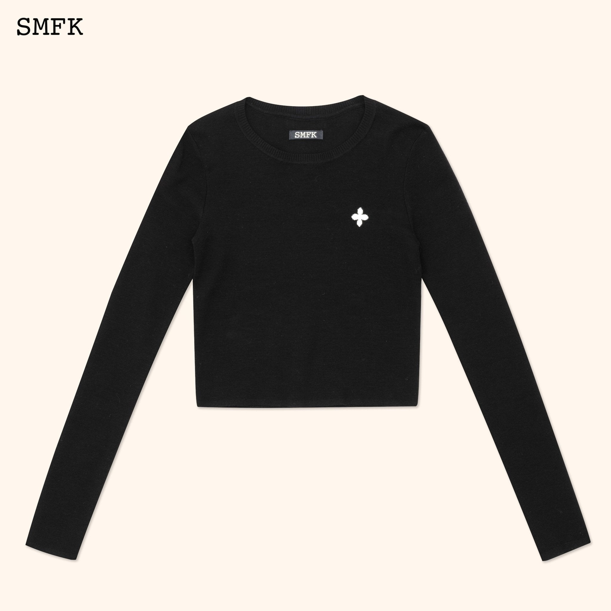 SMFK Compass Cross Classic Riding Knitted Top In Black | MADA IN CHINA
