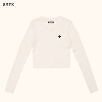 SMFK Compass Cross Classic Riding Knitted Top In White | MADA IN CHINA