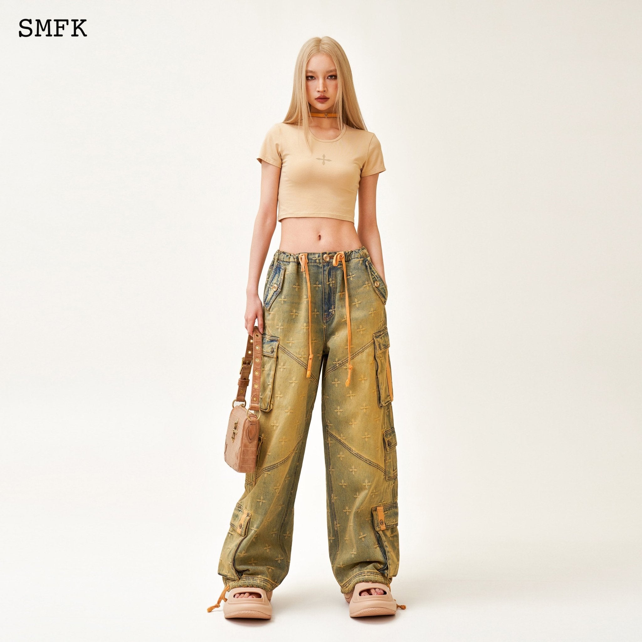 SMFK Compass Cross Classic Sporty Tights Tee In Sand | MADA IN CHINA
