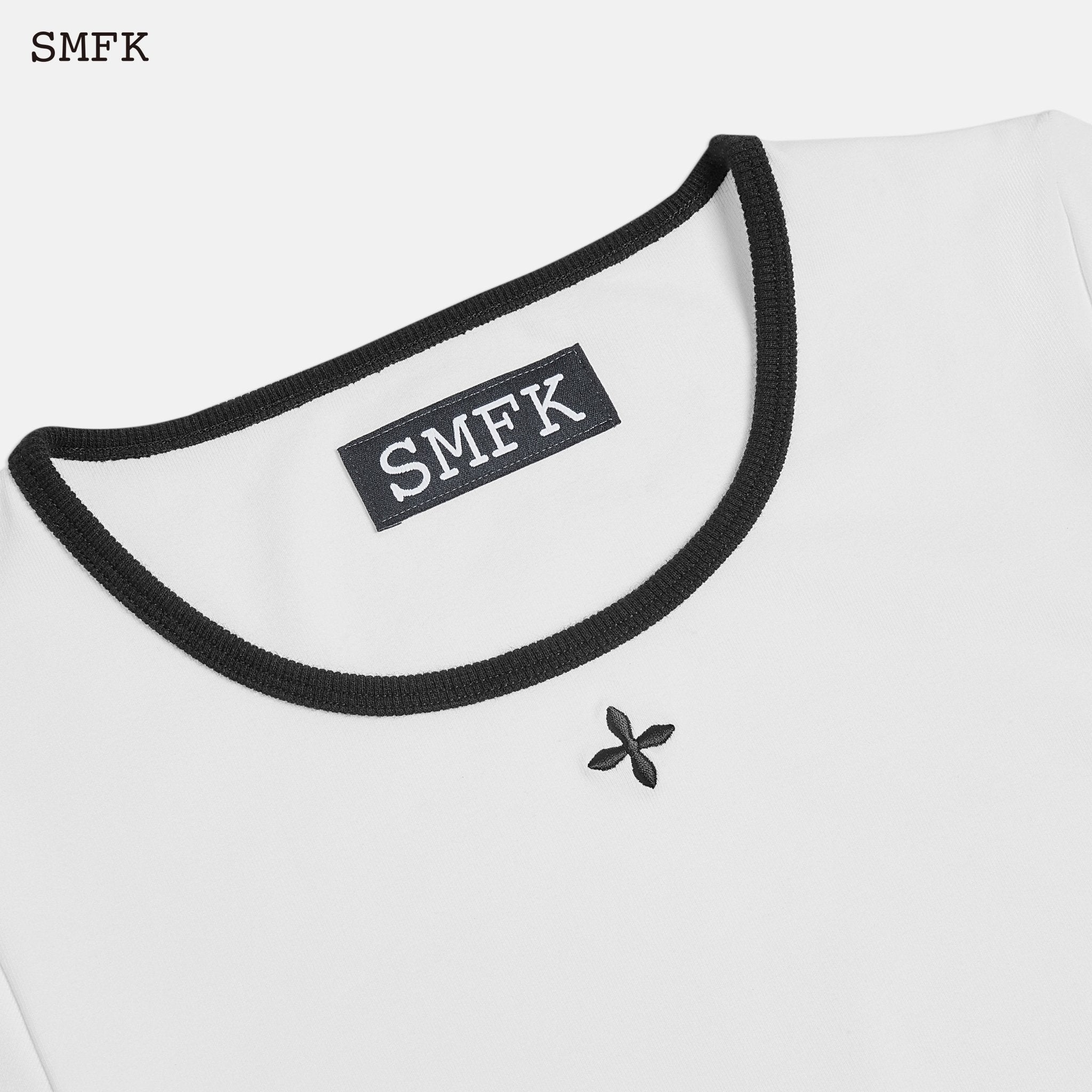 SMFK Compass Cross Flower Vintage Sports Short Body Tee Sky White | MADA IN CHINA