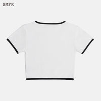SMFK Compass Cross Flower Vintage Sports Short Body Tee Sky White | MADA IN CHINA