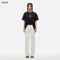 SMFK Compass Cross Flower Vintage Wide Body Tee Midnight Black | MADA IN CHINA