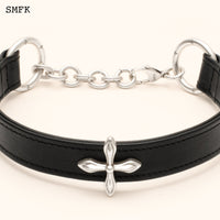 SMFK Compass Cross Leather Thick Choker In Black | MADA IN CHINA