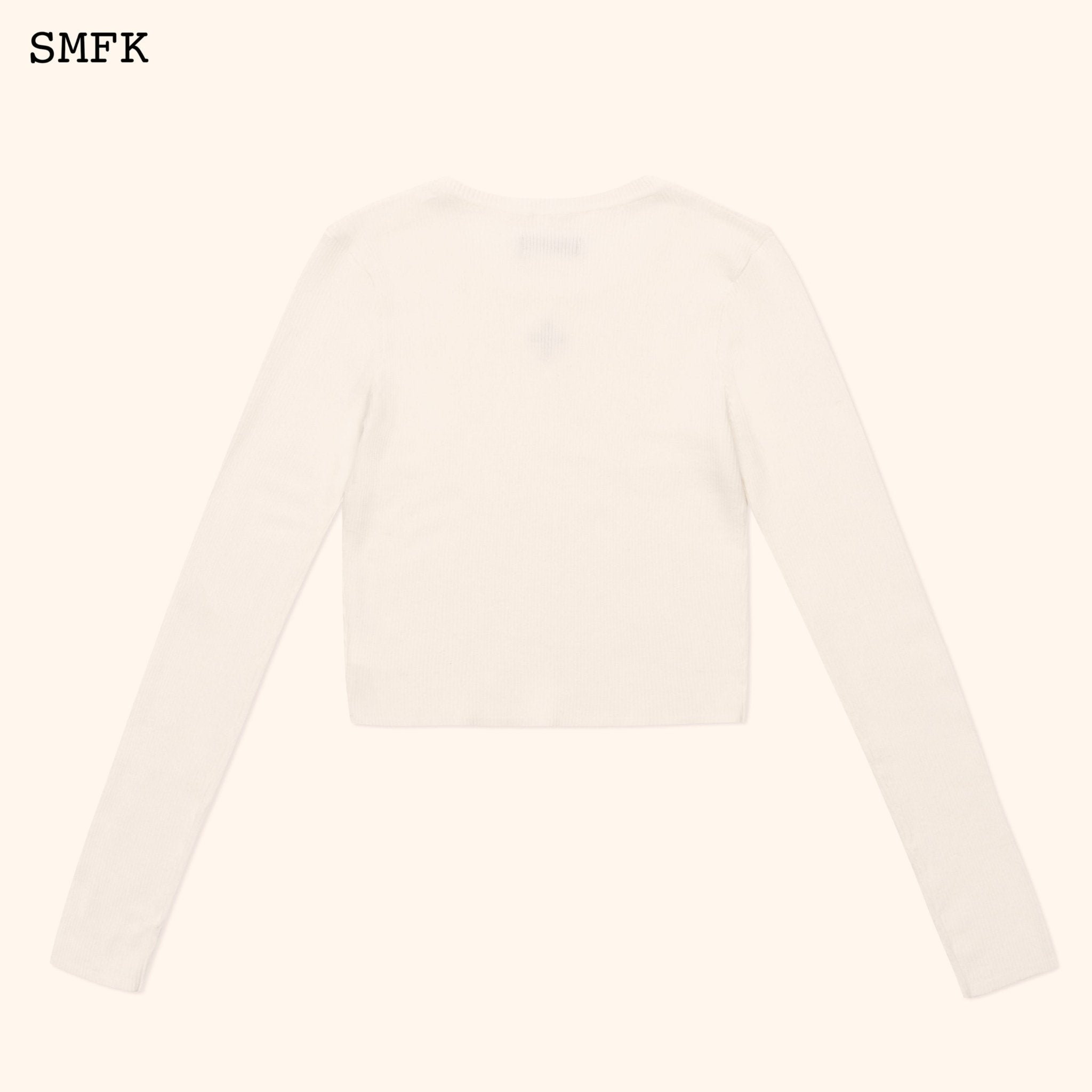 SMFK Compass Cross Rib Knit Top In White | MADA IN CHINA