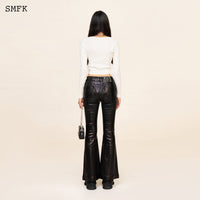 SMFK Compass Cross Rib Knit Top In White | MADA IN CHINA
