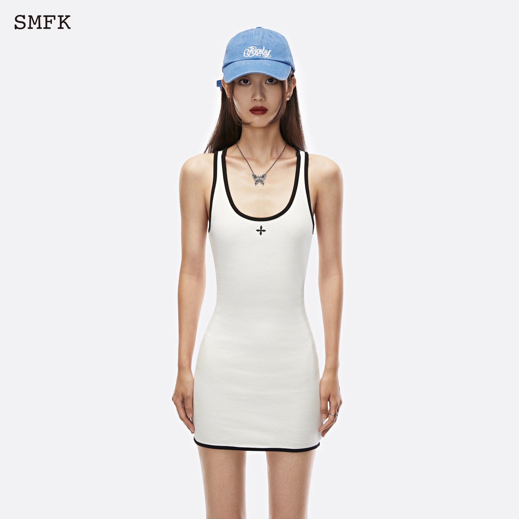 SMFK Compass Cross Vintage Tennis Tank Dress White | MADA IN CHINA