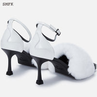 SMFK Compass Duck Cross Flower Fur Vintage High Heels Sky White | MADA IN CHINA