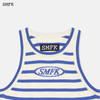 SMFK Compass Pima Cotton Blue Stripe Vest | MADA IN CHINA