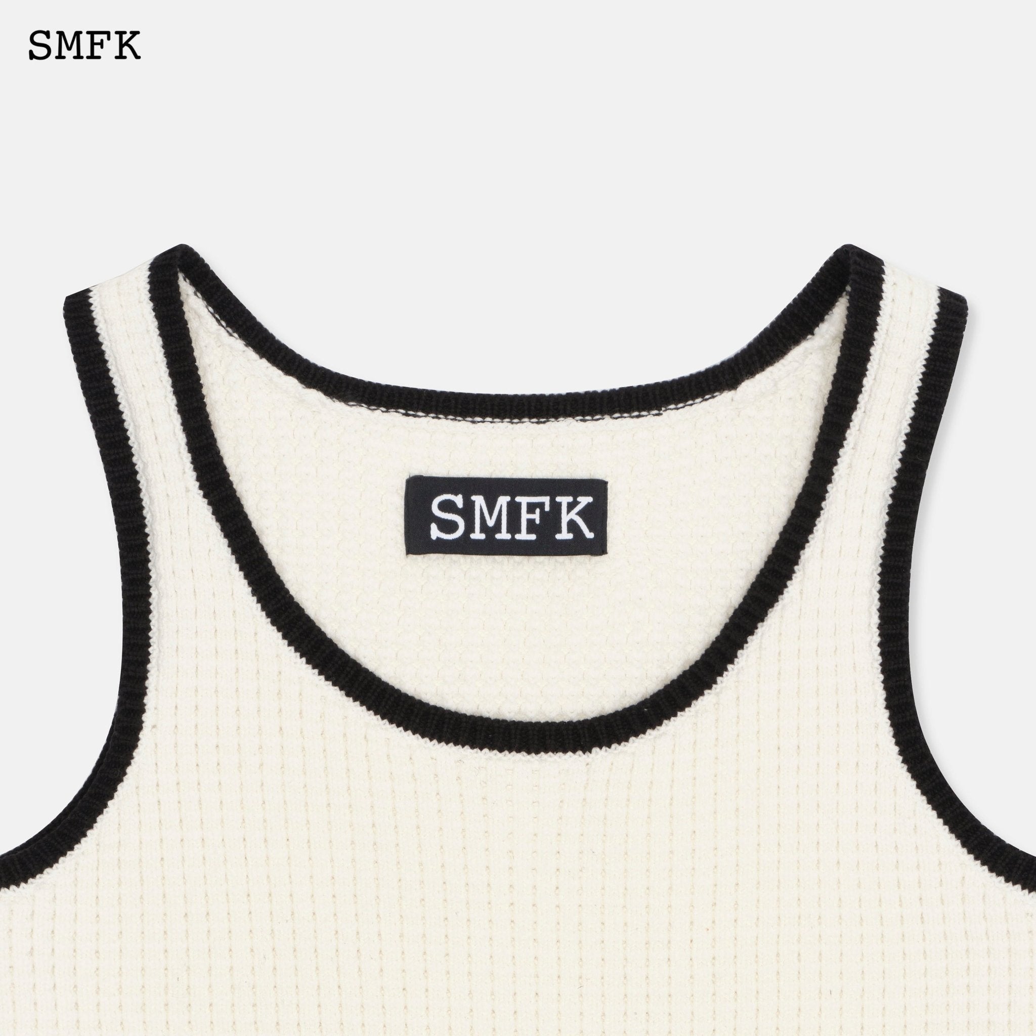 SMFK Compass Pixel Knitted White Vest | MADA IN CHINA