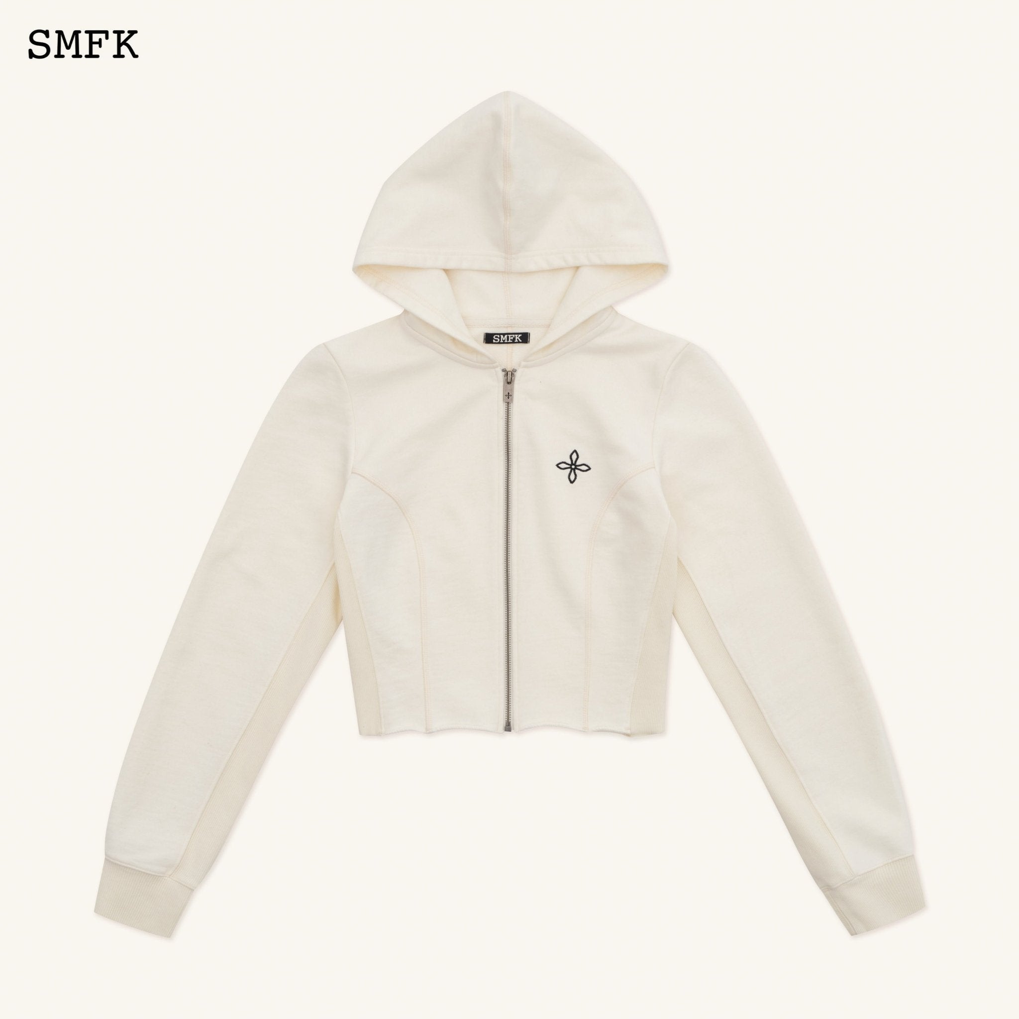 SMFK Compass Rove Stray Slim-Fit Hoodie In White | MADA IN CHINA